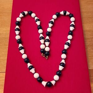 Vintage Signed Freirich Blue and White Beaded Necklace
